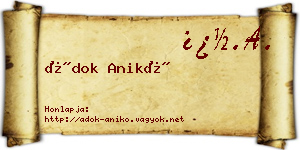 Ádok Anikó névjegykártya